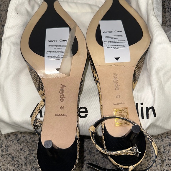 Aeyde Sarina Snake Print Calf Leather Latte Pumps NWT Size 41 - Picture 7 of 10